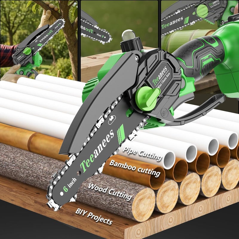 ANEES Mini Chainsaw Cordless 6 Inch With 1 Batterie three chains Portable Small Electric Pruning saw for Wood Cutting,Tree Trimming, Garden & Household Use Stocking Stuffers Gift for Men Dad Husband - Image 5